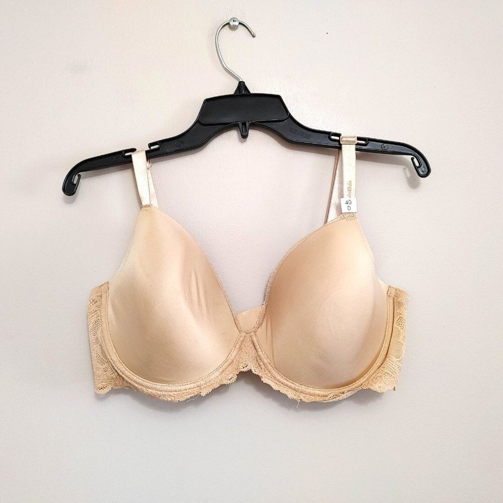 Calvin Klein 50900 Underwire Full Coverage Bra Size 40D Beige Nylon Blend
